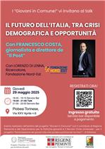 Il futuro dell’Italia, tra crisi demografica e opportunità - Aperi-talk con Francesco COSTA